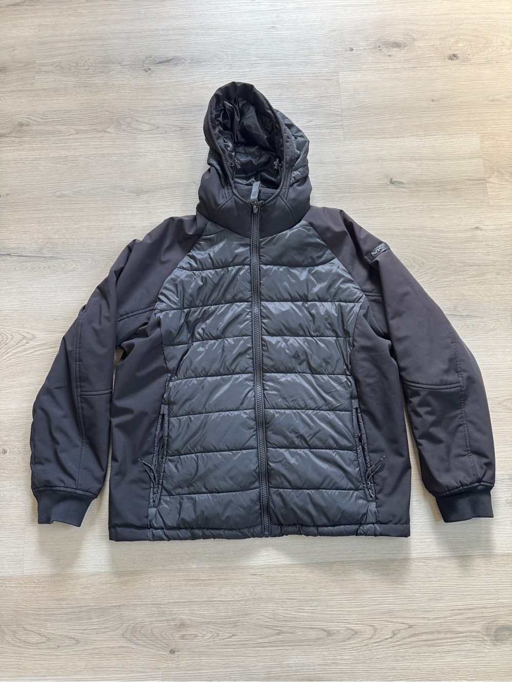 Michael Kors Black Hooded Hybrid Puffer Jacket Men’s Size XL Lightweight